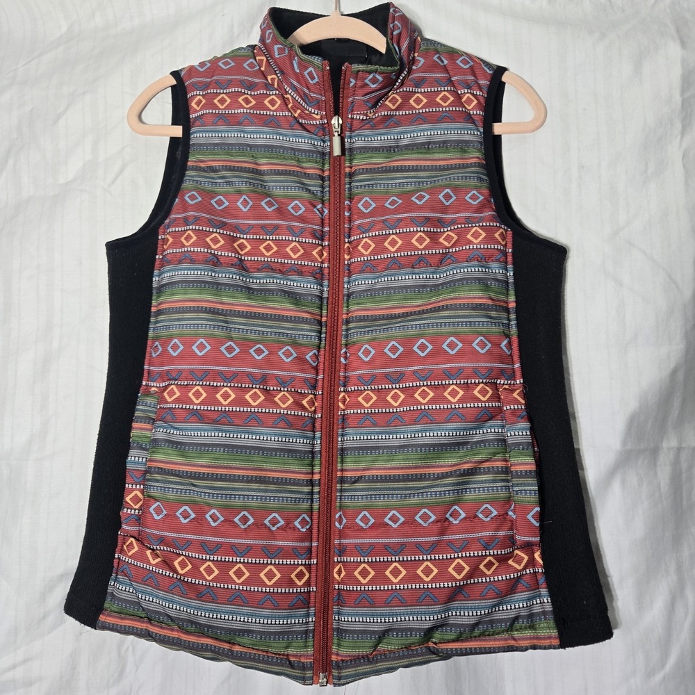 1990s Jane Ashley Womens Aztec Puffer Vest Vintage Size Medium